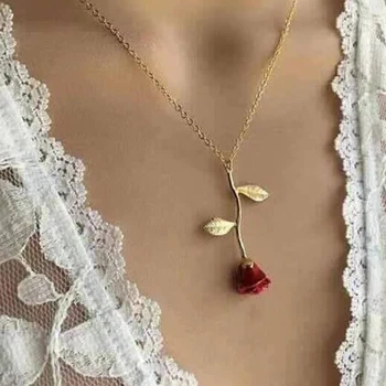 Ожерелье с подвеской в виде розы из золотого сплава, украшения для шеи, Эстетическая мода, Цепочка с цветочными ключицами, Подвески для девочек, Колье, украшения для девочек